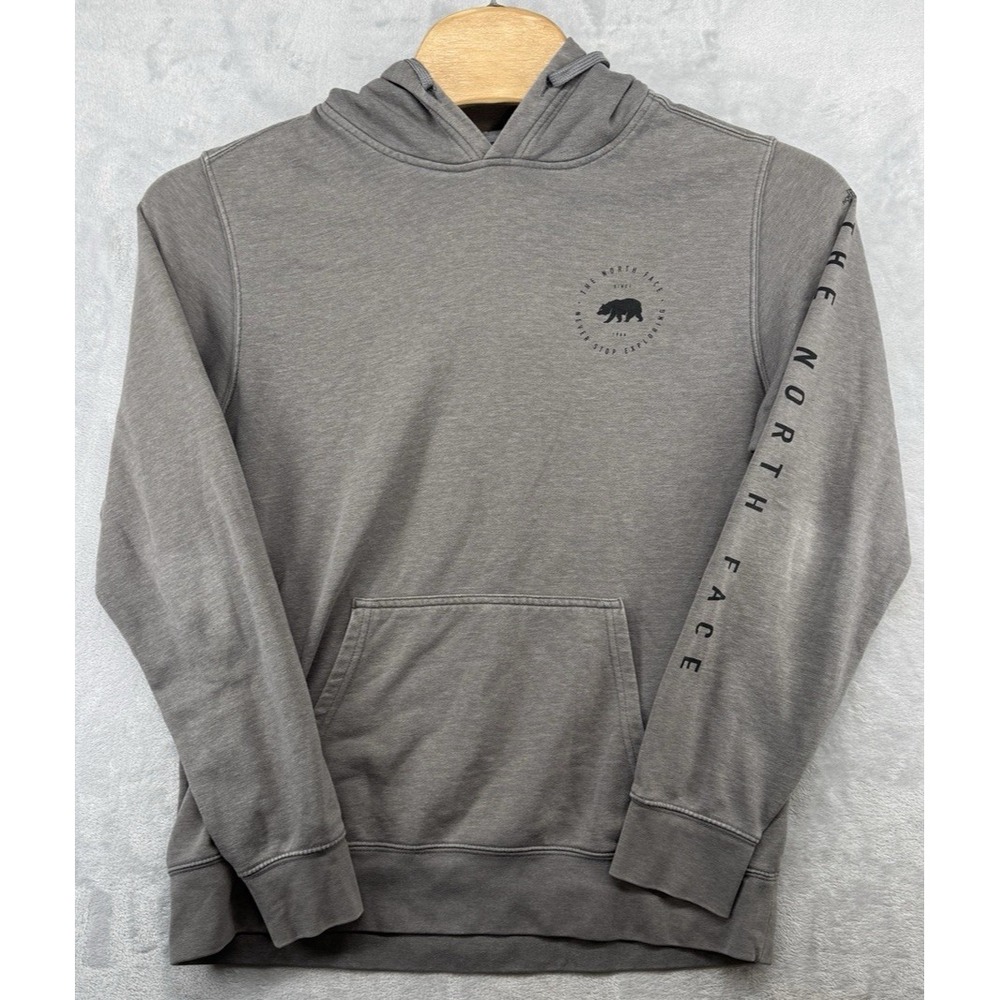 The North Face Hoodie Gray Pullover Never Stop Exploring Men's 24x28 READ